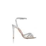 Aquazzura Tequila Plexi Sandal 105 in Silver | Sandals