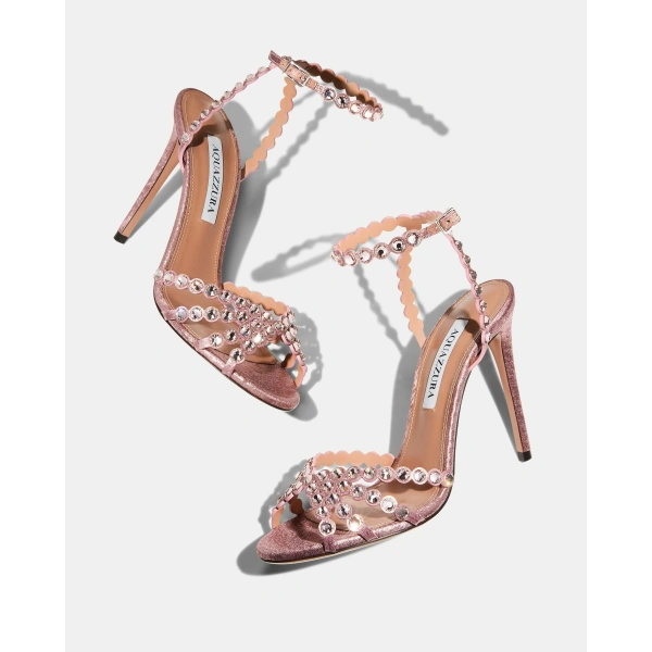 Aquazzura Tequila Sandal 105 in Dusty Rose, view 3 | Sandals
