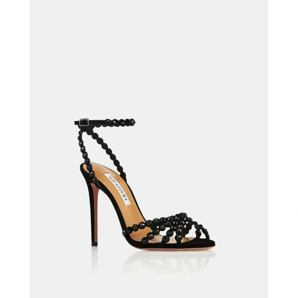 Aquazzura Tequila Sandal 105 in Jet Black, view 2 | Sandals
