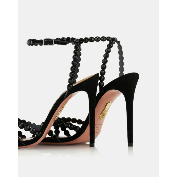 Aquazzura Tequila Sandal 105 in Jet Black, view 4 | Sandals