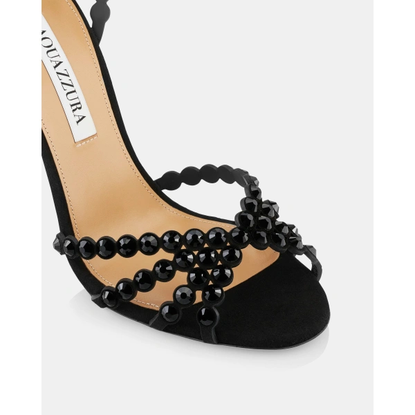 Aquazzura Tequila Sandal 105 in Jet Black, view 6 | Sandals