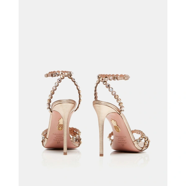 Aquazzura Tequila Sandal 105 in Light Copper, view 4 | Sandals