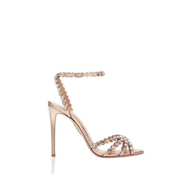 Aquazzura Tequila Sandal 105 in Light Copper | Sandals
