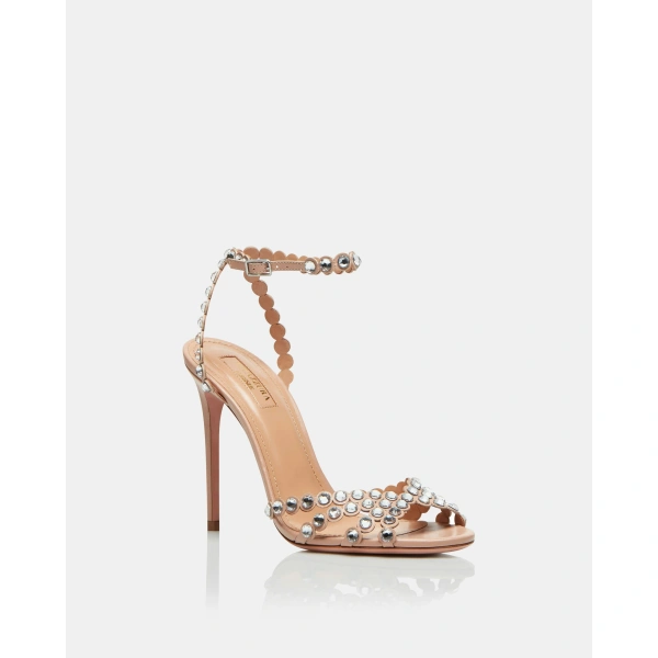 Aquazzura Tequila Sandal 105 in Powder Pink, view 2 | Sandals