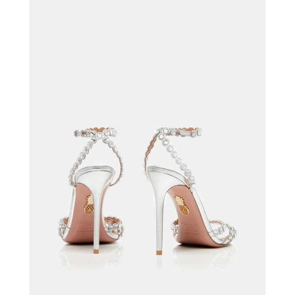 Aquazzura Tequila Sandal 105 in Silver, view 4 | Sandals