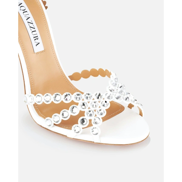 Aquazzura Tequila Sandal 105 in White, view 6 | Sandals