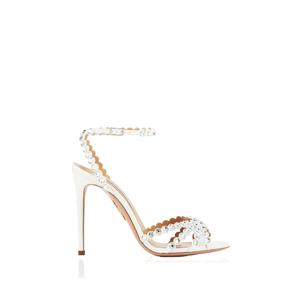 Aquazzura Tequila Sandal 105 in White | Sandals