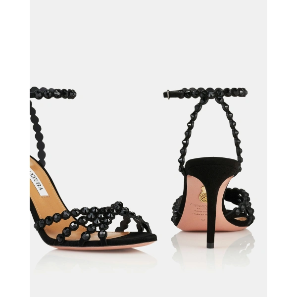 Aquazzura Tequila Sandal 85 in Jet Black, view 4 | Sandals