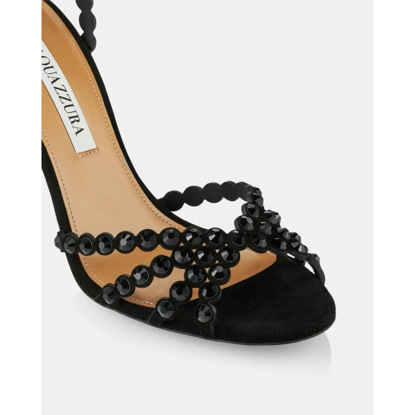 Aquazzura Tequila Sandal 85 in Jet Black, view 6 | Sandals