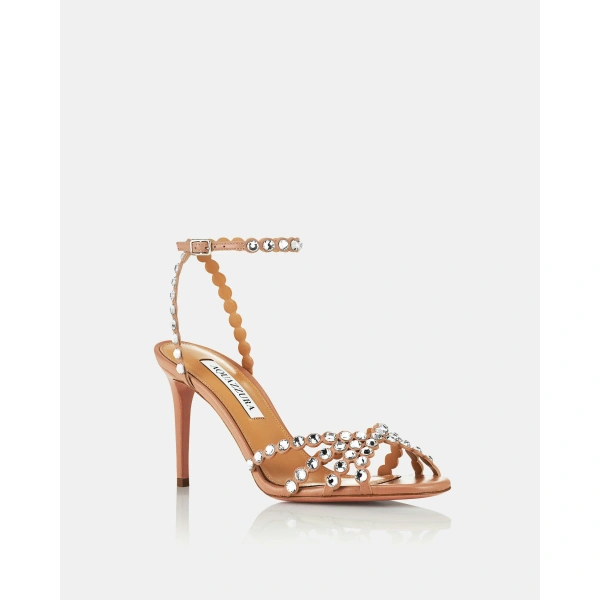 Aquazzura Tequila Sandal 85 in Powder Pink, view 2 | Sandals