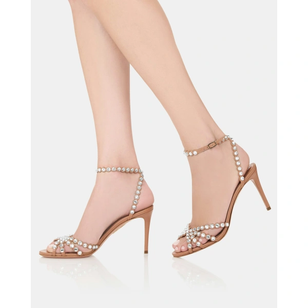 Aquazzura Tequila Sandal 85 in Powder Pink, view 5 | Sandals