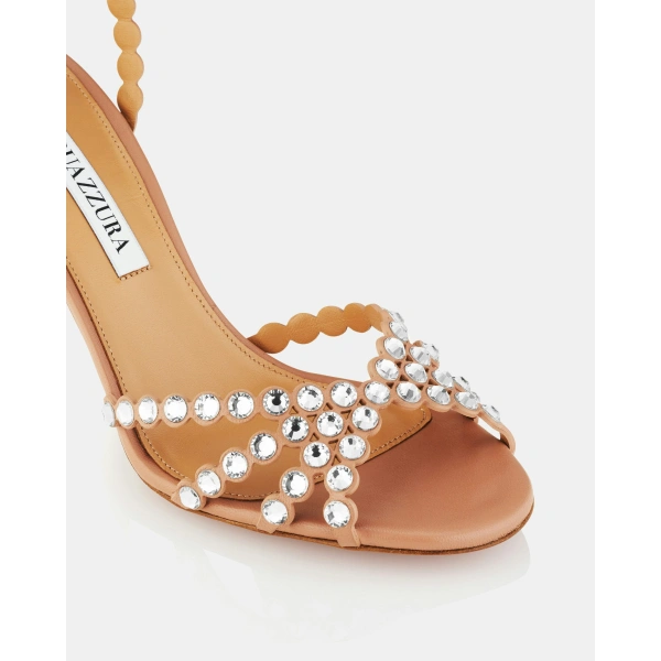 Aquazzura Tequila Sandal 85 in Powder Pink, view 6 | Sandals