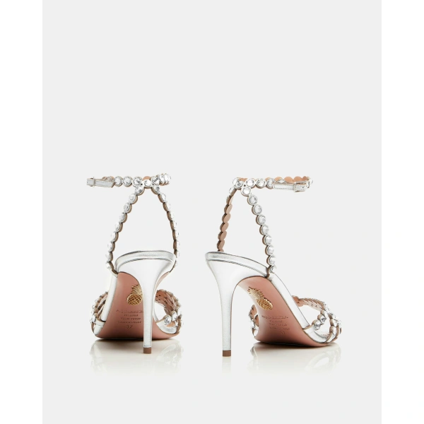 Aquazzura Tequila Sandal 85 in Silver, view 4 | Sandals