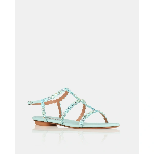 Aquazzura Tequila Sandal Flat in Seabreeze, view 2 | Sandals