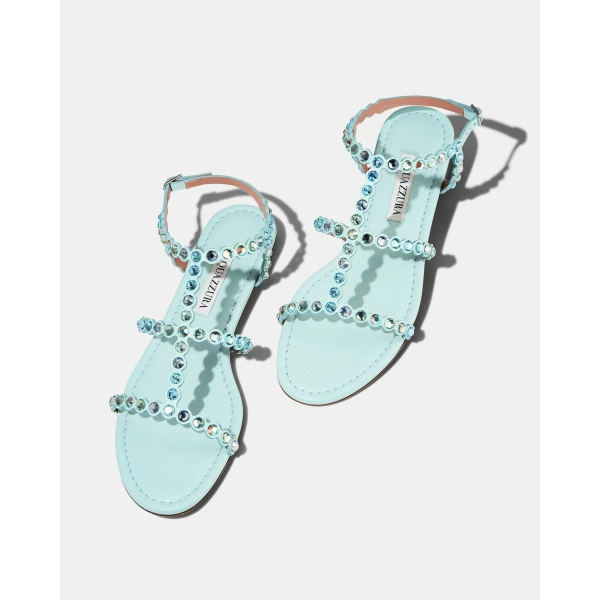Aquazzura Tequila Sandal Flat in Seabreeze, view 3 | Sandals