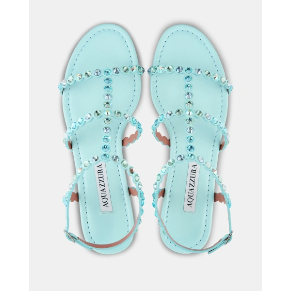 Aquazzura Tequila Sandal Flat in Seabreeze, view 4 | Sandals