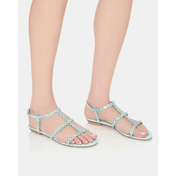 Aquazzura Tequila Sandal Flat in Seabreeze, view 5 | Sandals