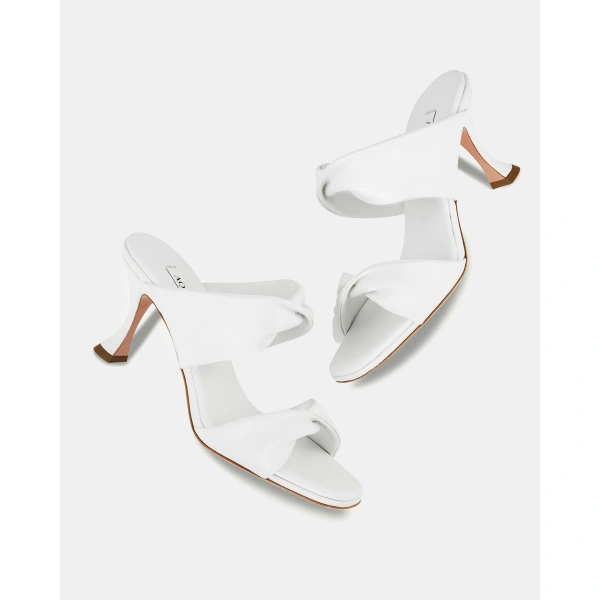 Aquazzura Twist Sandal 75 in White, view 3 | Sandals
