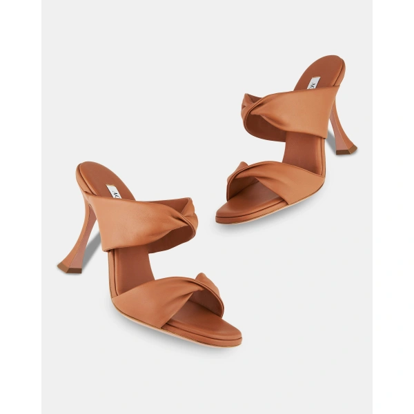 Aquazzura Twist Sandal 95 in Tobacco, view 3 | Sandals