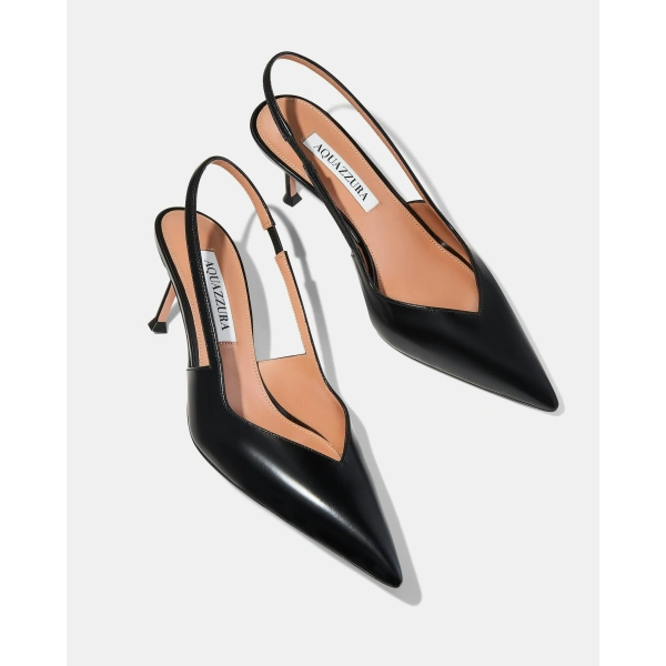Aquazzura Uptown Sling Pump 65 in Black, view 3 | Slingbacks