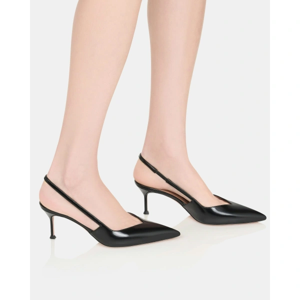 Aquazzura Uptown Sling Pump 65 in Black, view 5 | Slingbacks
