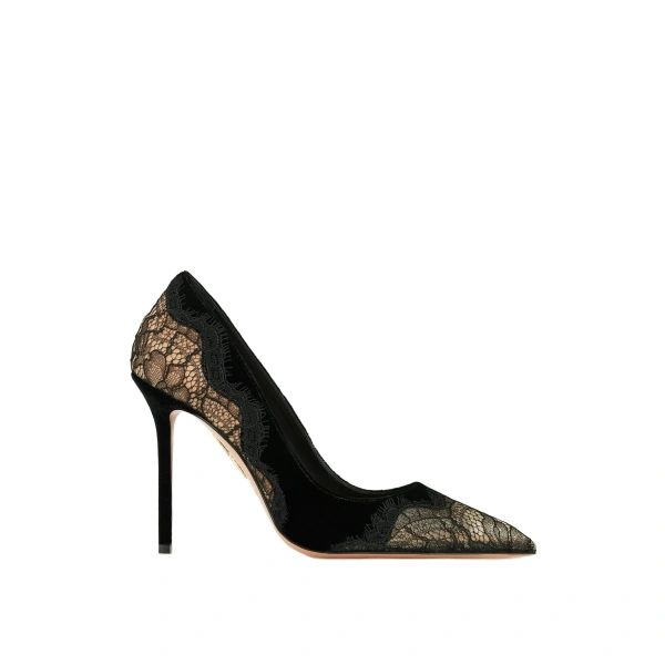 Aquazzura Velvet Meadow Pump 105 in Black | Pumps
