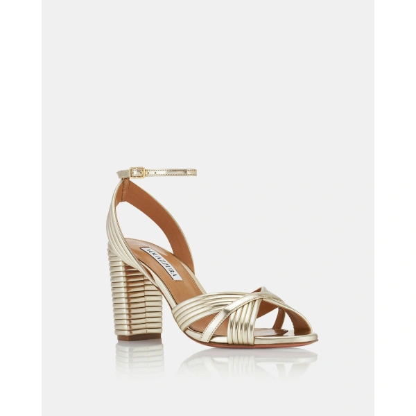 Aquazzura Very Sundance Sandal 85 in Light Gold, view 2 | Sandals