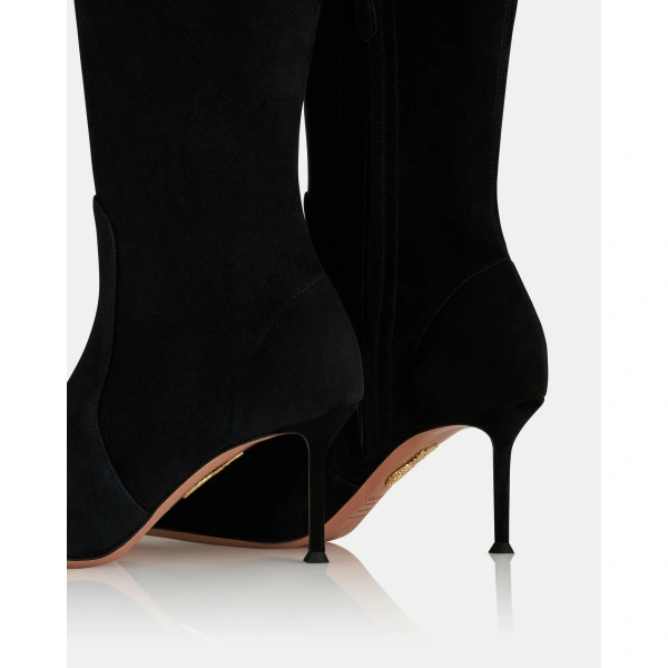 Aquazzura Vespera OTK Boot 75 in Black, view 4 | Knee-High Boots