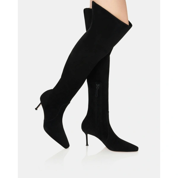 Aquazzura Vespera OTK Boot 75 in Black, view 5 | Knee-High Boots