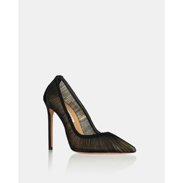 Aquazzura Voile Pump 105 in Black, view 2 | Pumps