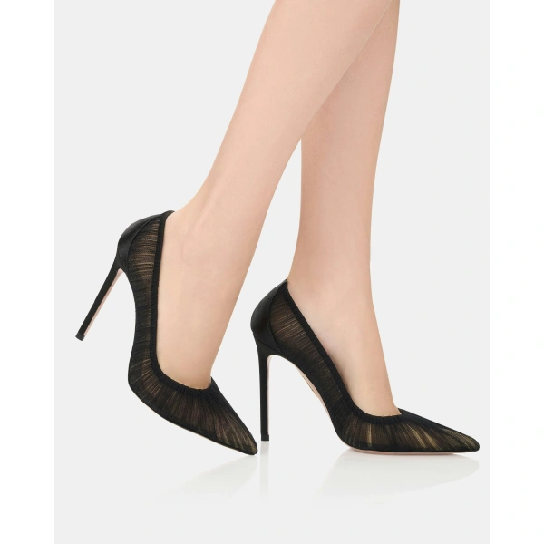 Aquazzura Voile Pump 105 in Black, view 5 | Pumps