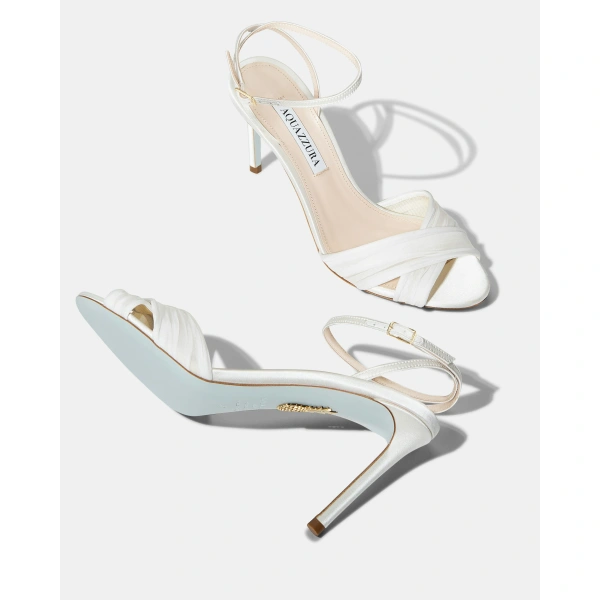 Aquazzura Voile Sandal 85 in White, view 3 | Sandals