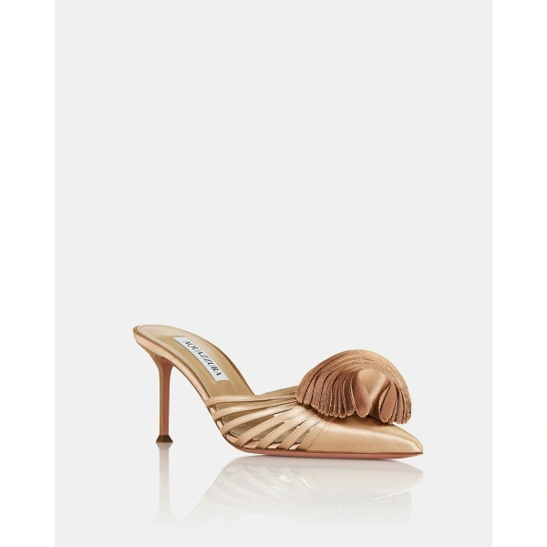 Aquazzura Wild Bloom Mule 75 in Warm Nude, view 2 | Mules