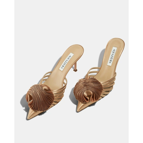 Aquazzura Wild Bloom Mule 75 in Warm Nude, view 3 | Mules