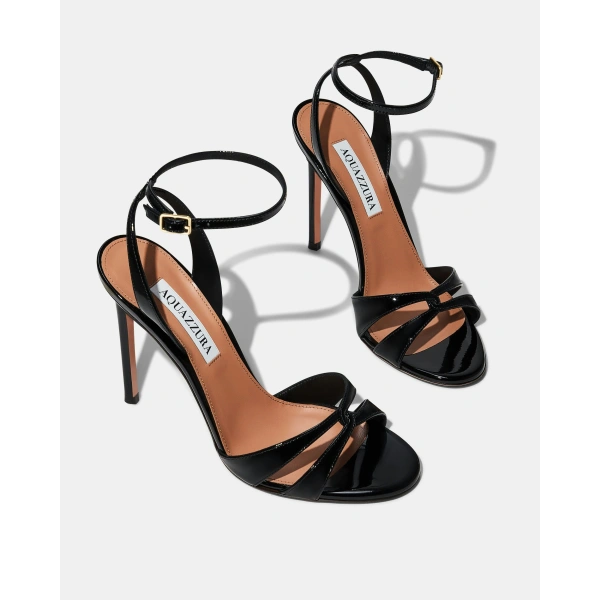 Aquazzura You And I Sandal 105 in Black, view 3 | Sandals