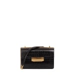 Ateliers Auguste Alma in Black Croco-Embossed Leather Baguette Bag