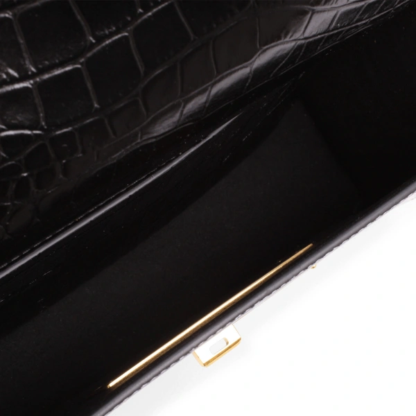 Ateliers Auguste Alma in Black Croco-Embossed Leather Baguette Bag, view 5