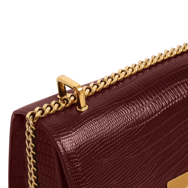 Ateliers Auguste Alma in Burgundy Lizard-Embossed Leather Baguette Bag, view 4