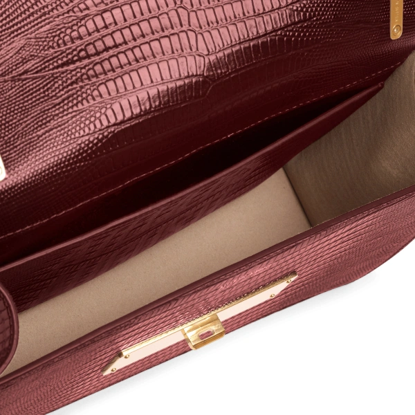Ateliers Auguste Alma in Burgundy Lizard-Embossed Leather Baguette Bag, view 5