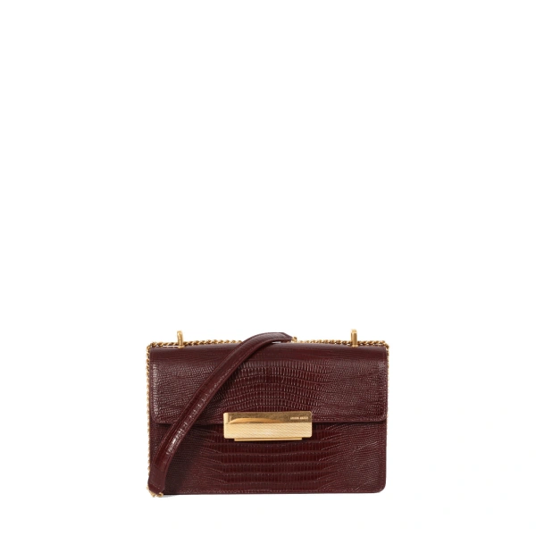 Alma in Burgundy Lizard-Embossed Leather