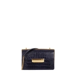 Ateliers Auguste Alma in Midnight Blue Croco-Embossed Leather Baguette Bag