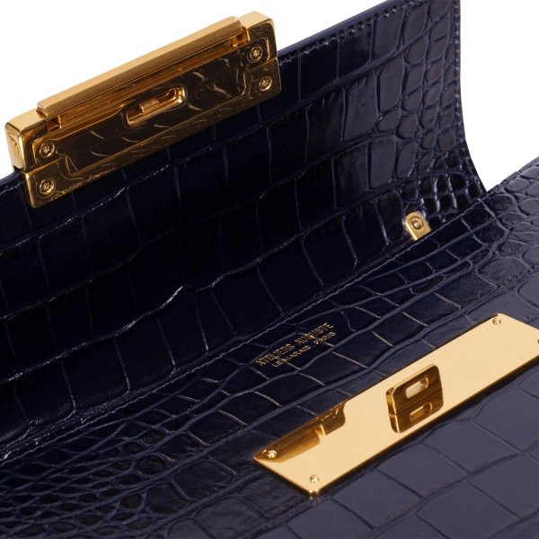 Ateliers Auguste Alma in Midnight Blue Croco-Embossed Leather Baguette Bag, view 5