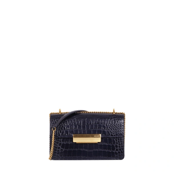 Alma in Midnight Blue Croco-Embossed Leather