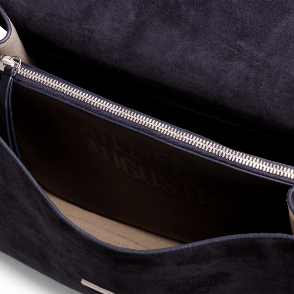 Ateliers Auguste Amelot Silver Edition in Midnight Blue Suede Tote Bag, view 3