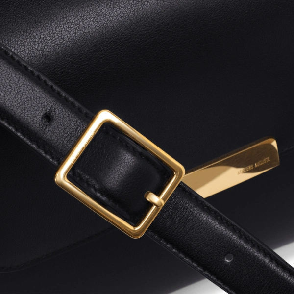 Ateliers Auguste Amelot in Black Smooth Leather Tote Bag, view 4