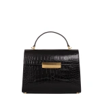 Ateliers Auguste Capucine in Black Croco-Embossed Leather Shoulder Bag