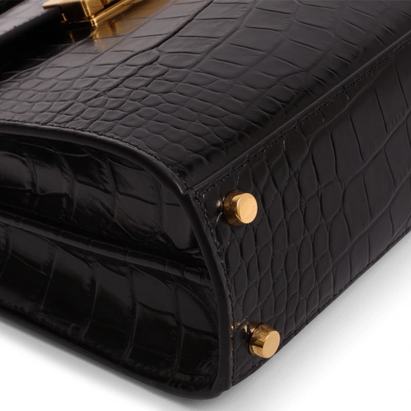 Ateliers Auguste Capucine in Black Croco-Embossed Leather Shoulder Bag, view 3
