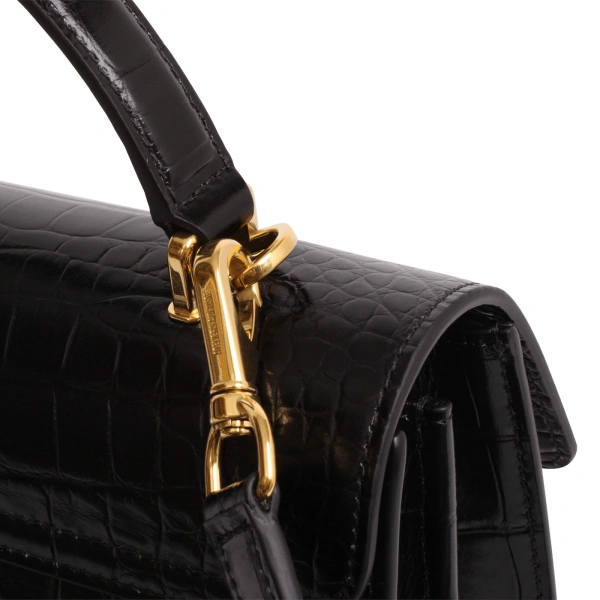 Ateliers Auguste Capucine in Black Croco-Embossed Leather Shoulder Bag, view 5