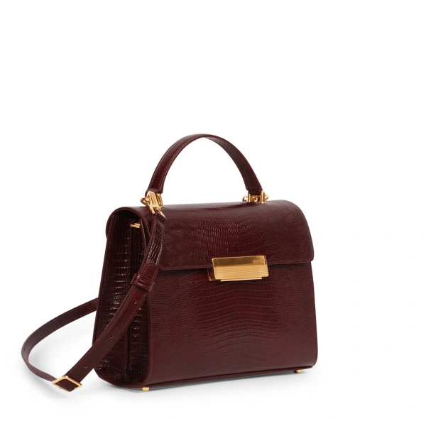 Ateliers Auguste Capucine in Burgundy Lizard-Embossed Leather Shoulder Bag, view 2