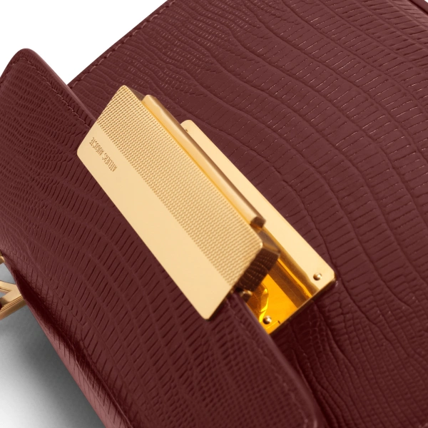 Ateliers Auguste Capucine in Burgundy Lizard-Embossed Leather Shoulder Bag, view 3